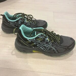 ASICS GEL-Venture 6 trail running shoes in black/carbon/neon lime Size 8 T7G6N